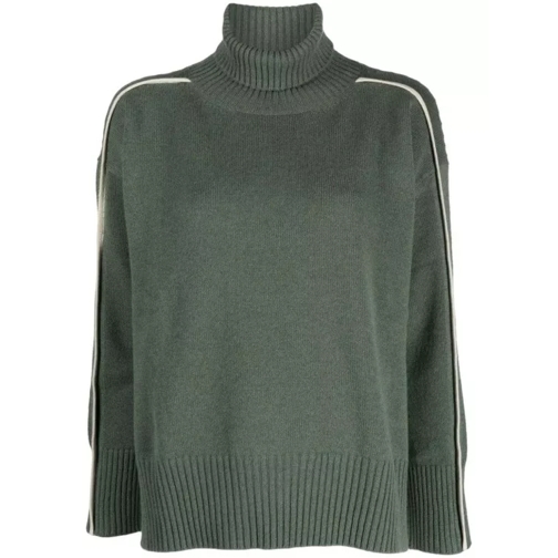 Lorena Antoniazzi Roll-Neck Piped-Trim Detail Knitwear Jumper Green 