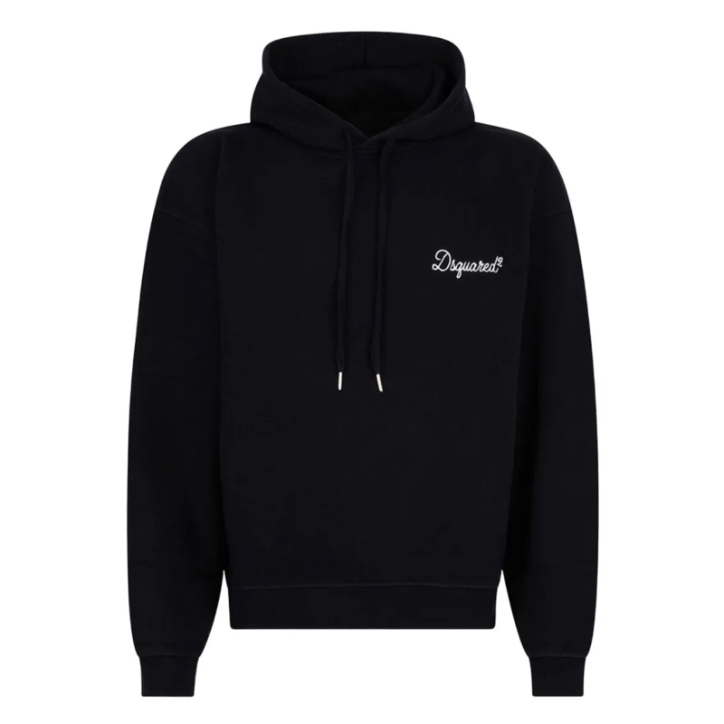Dsquared2  Cropped Black Hoodie With Drawstring Hood Black