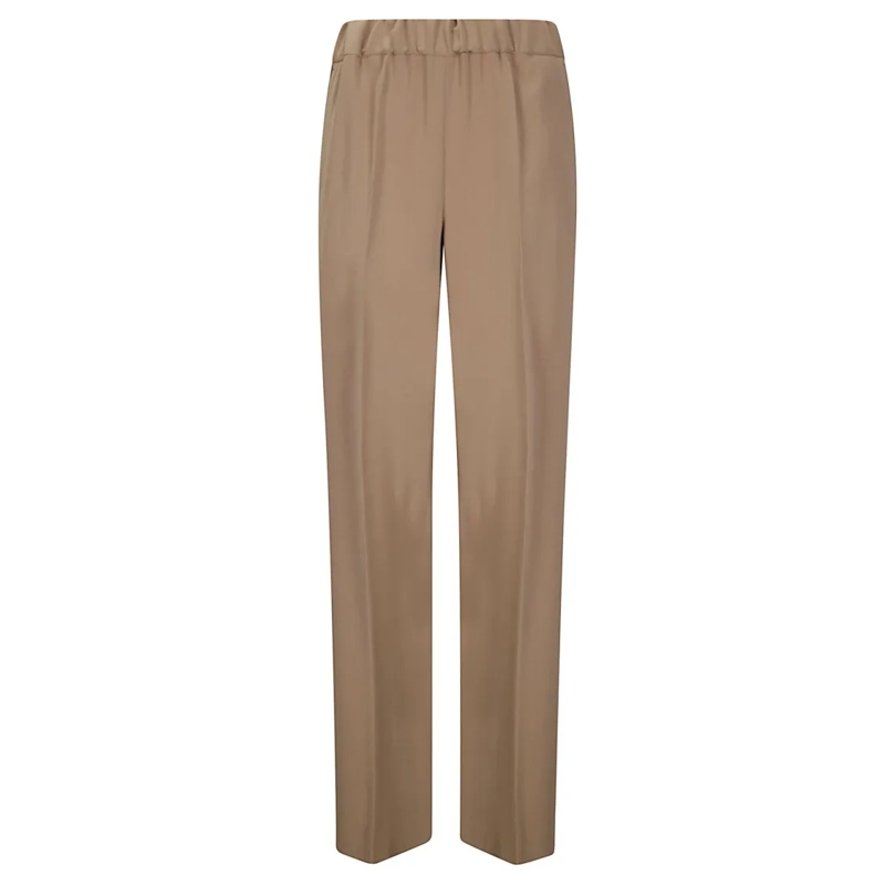 Alberto Biani  Straight-Leg Trousers With Elastic Waistband Neutrals