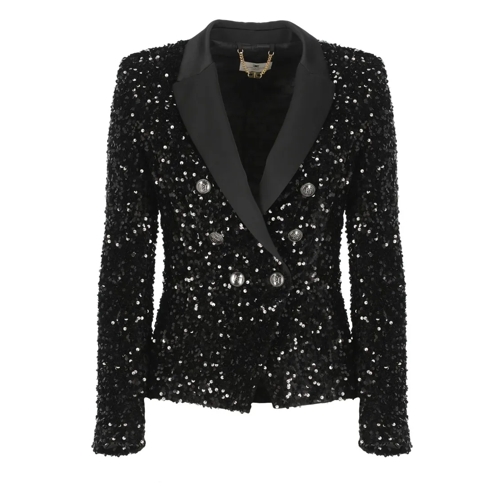 Elisabetta Franchi Blazer Jacket With Paillettes Black