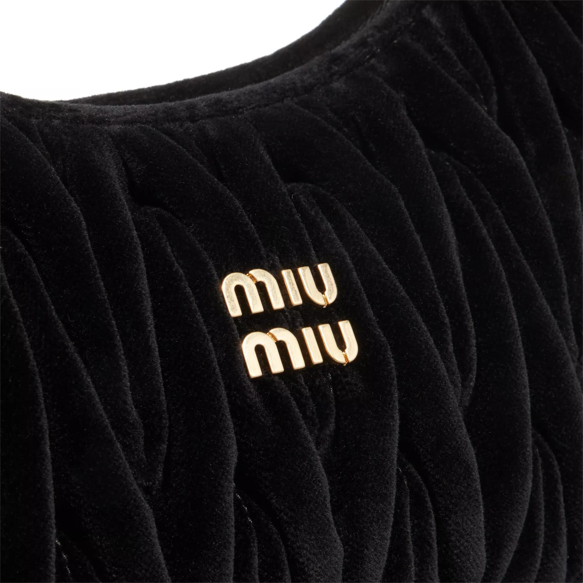 Miu Hobo bags Wander Mini Quillted Velvet Bag in zwart