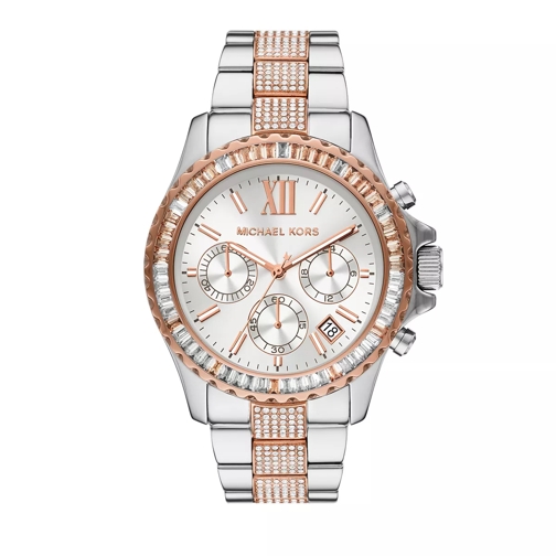 Michael Kors Women's Everest Chronograph Stainless Steel Watch  Silver Bicolored Chronographe