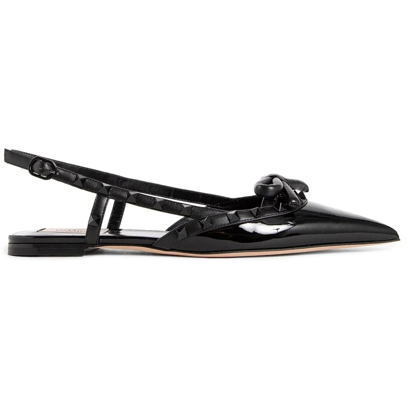 Valentino Garavani Ballerinas Rockstud Bow T.05 Ballerina Nero