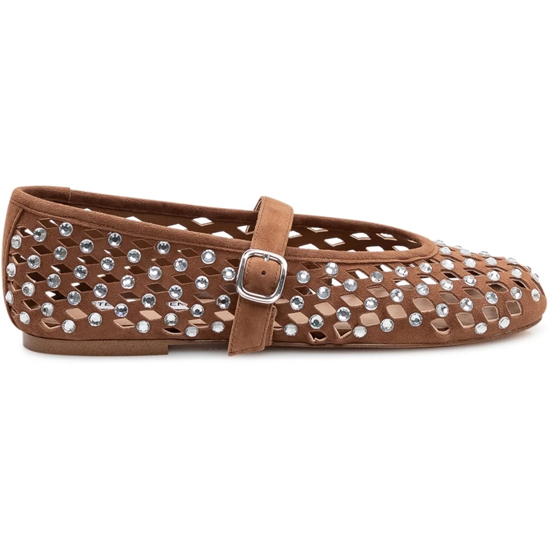 Steve Madden Ballerinas Ballerina Traforata con Strass e Cinturino beige