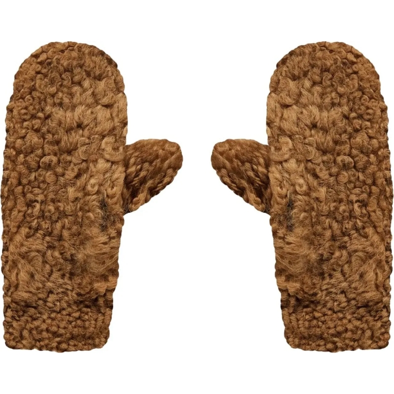 Bottega Veneta Gants Teddy Shearling And Leather Logo Gloves braun