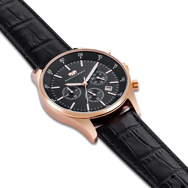 Rhodenwald & Söhne Automatikuhr Herren Armbanduhr Goodwill Echtleder rosegold(Image 6)