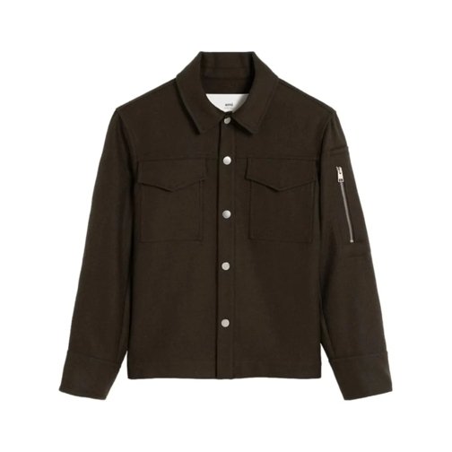 AMI Paris Übergangsjacke Button-Up Wool Shirt Jacket Brown