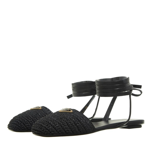 Prada Sandale Logo Plaque Tie-Fastened Sandals Black