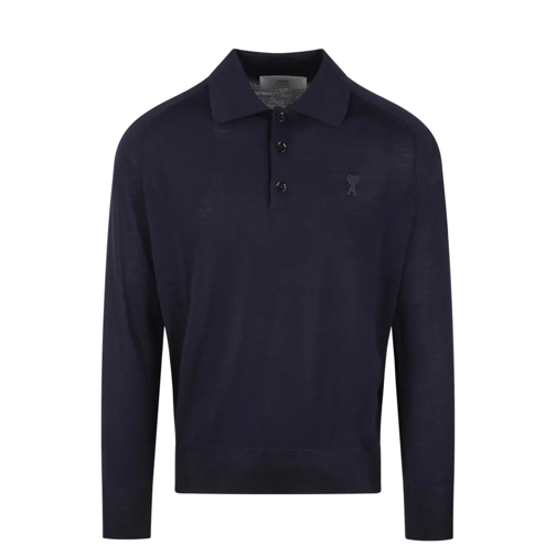 AMI Paris Polohemd Long-Sleeved Polo Shirt Blue