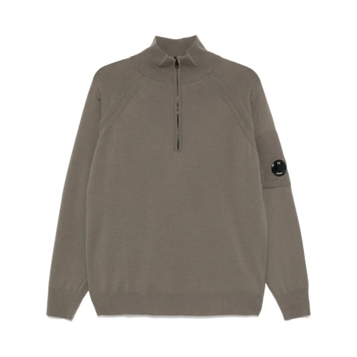 CP Company Pullover Lens-Detailed Olive Green Sweater Green