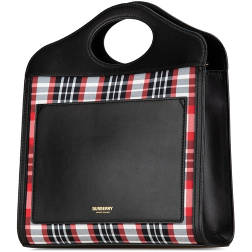 Burberry Fourre-tout 2000-2017 Mini Plaid Canvas Pocket Satchel schwarz (Image 2)