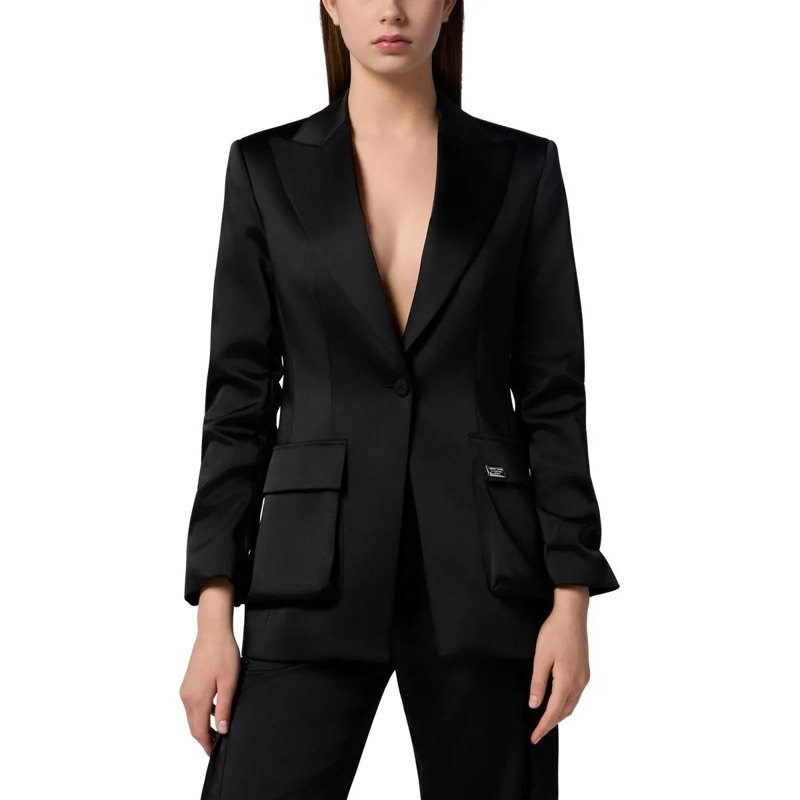 Philipp Plein Blazer Satin Cargo Fit Blazer schwarz(Image 4)