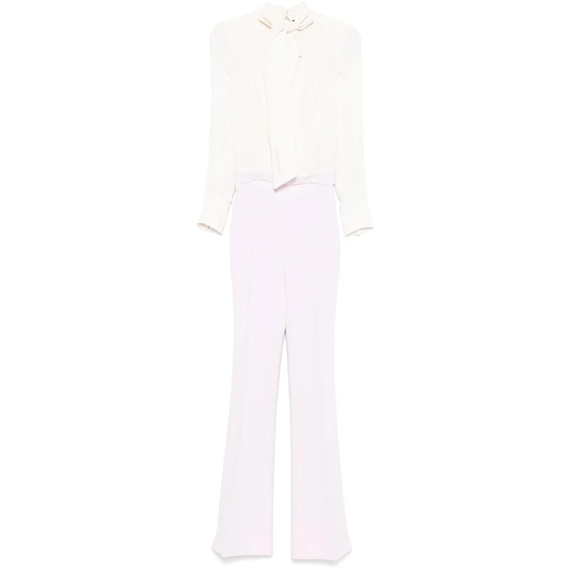 Elisabetta Franchi Chemisier Jumpsuit pink cream weiß