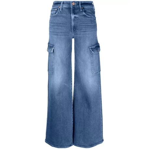 Mother The Undercover Cargo Sneak Wide-Leg Denim Jeans Blue 
