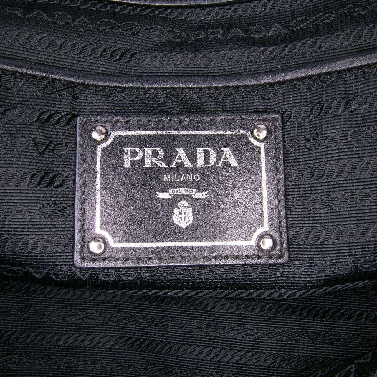 Thumbnail - Prada Hobo Bags - Vitello Trimmed Tessuto Satchel - Gr. unisize - in Schwarz - für Damen