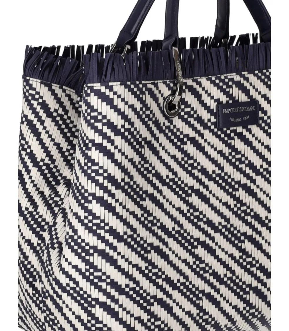 Emporio Armani Shoppers & Totes Myea Blue Aqnd White Medium Shopping Bag in blauw