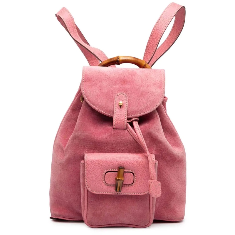 Gucci Rucksack Suede Bamboo Backpack rose