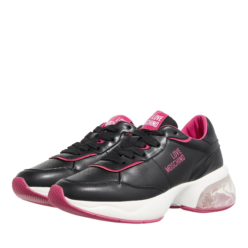 Love Moschino Low-Top-Sneaker Crystal Love Sneakers Donna Nero+Magenta+Nero