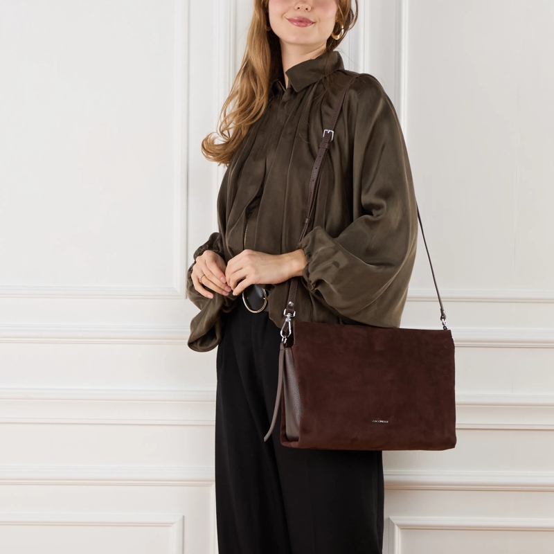 Coccinelle Satchel Boheme Suede Bimaterial Brunette/Brunet(Image 2)