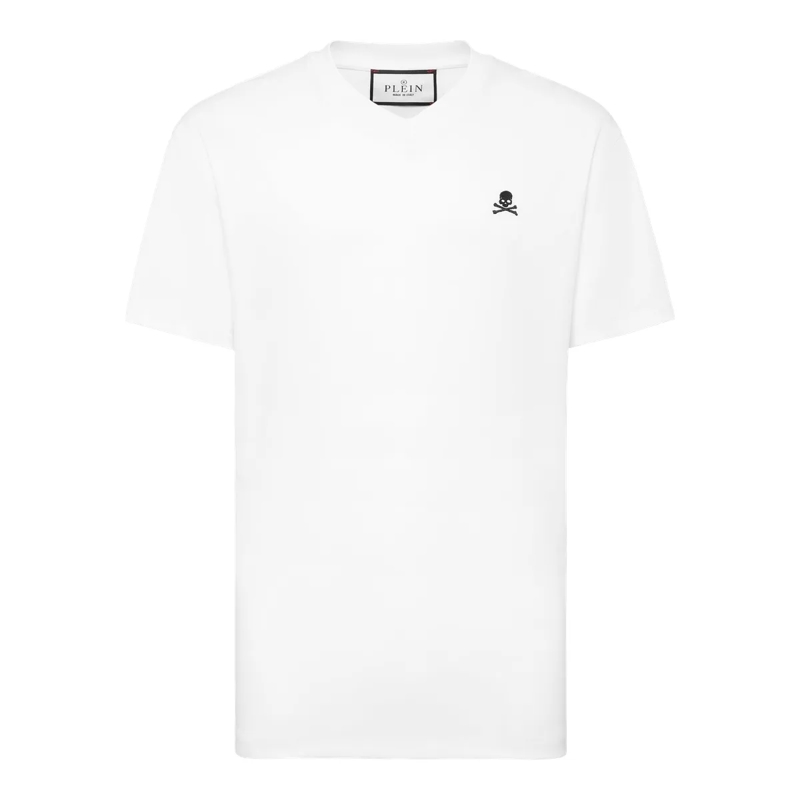 Philipp Plein T-Shirt T-Shirt V-Ausschnitt Ss Skull weiss