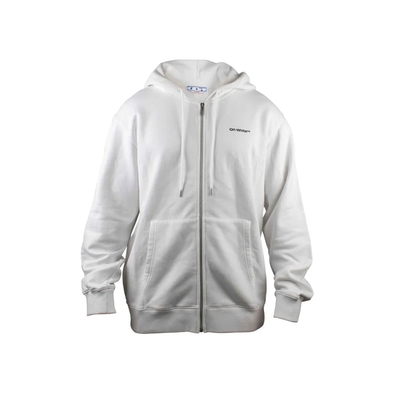 Off-White  Graphic Print Hooded Vest With Front Zipper White