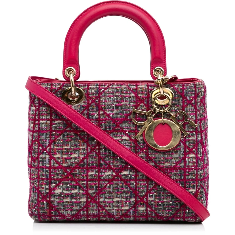 Christian Dior Schultertasche Medium Tweed Macrocannage Lady Dior rose