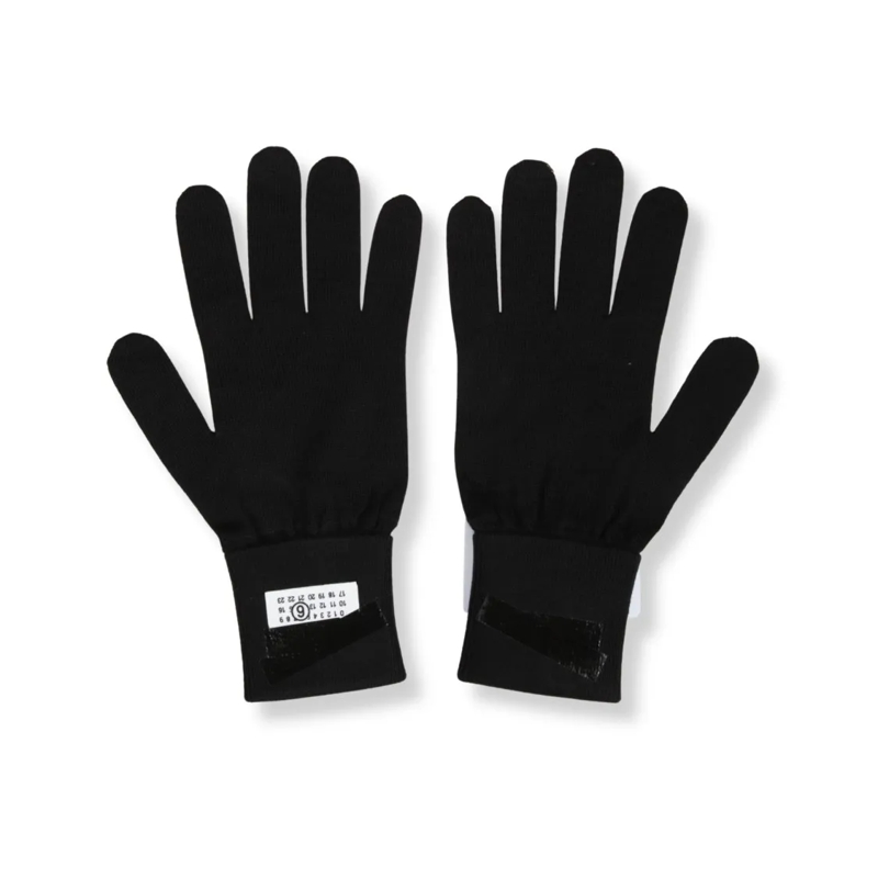 MM6 Maison Margiela Handschuhe Numeric Logo Gloves With Tape Detail Black