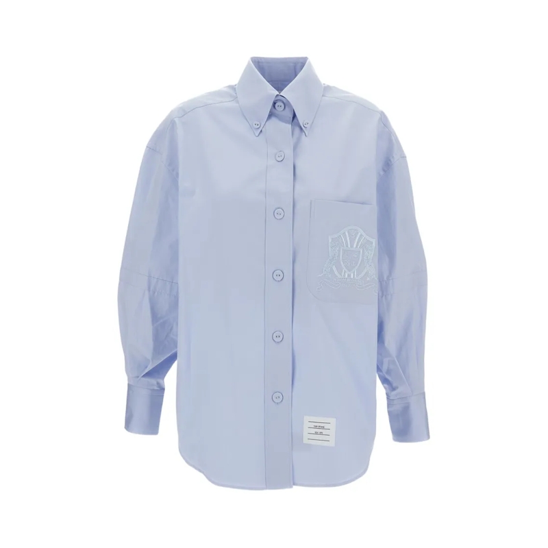 Thom Browne Chemise Supersized Long Sleeve Point Collar Shirt Blue