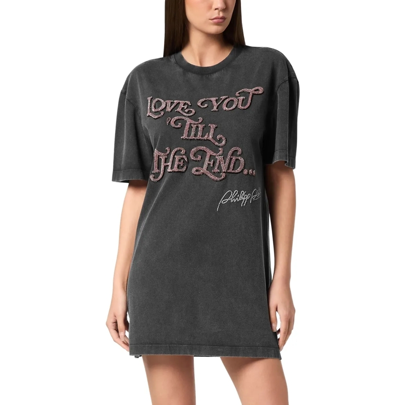 Philipp Plein Midikleid T-Shirt Kurze Kleider Love schwarz(Image 3)