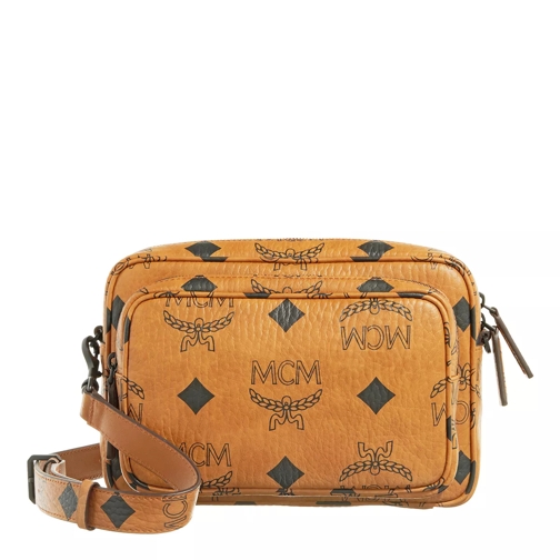 MCM Aren Maxi Visetos Crossbody Small Cognac Camera Bag