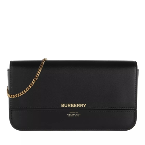 Burberry Wallet On Chain Leather Black Portafoglio a catena