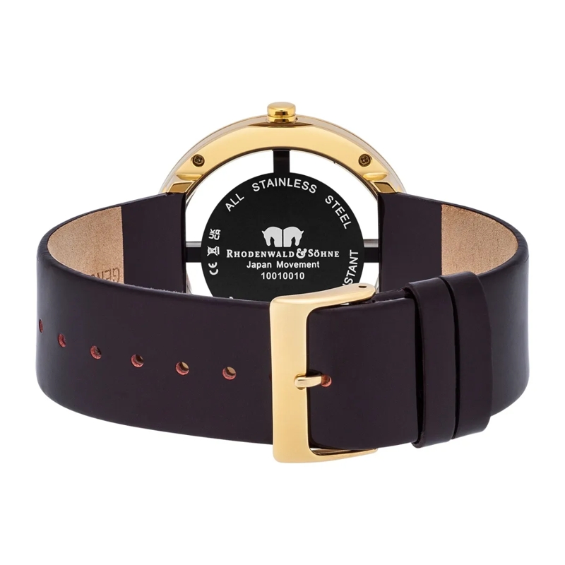 Rhodenwald & Söhne Automatikuhr Damen Armbanduhr Lucrezia Echtleder gold(Image 5)