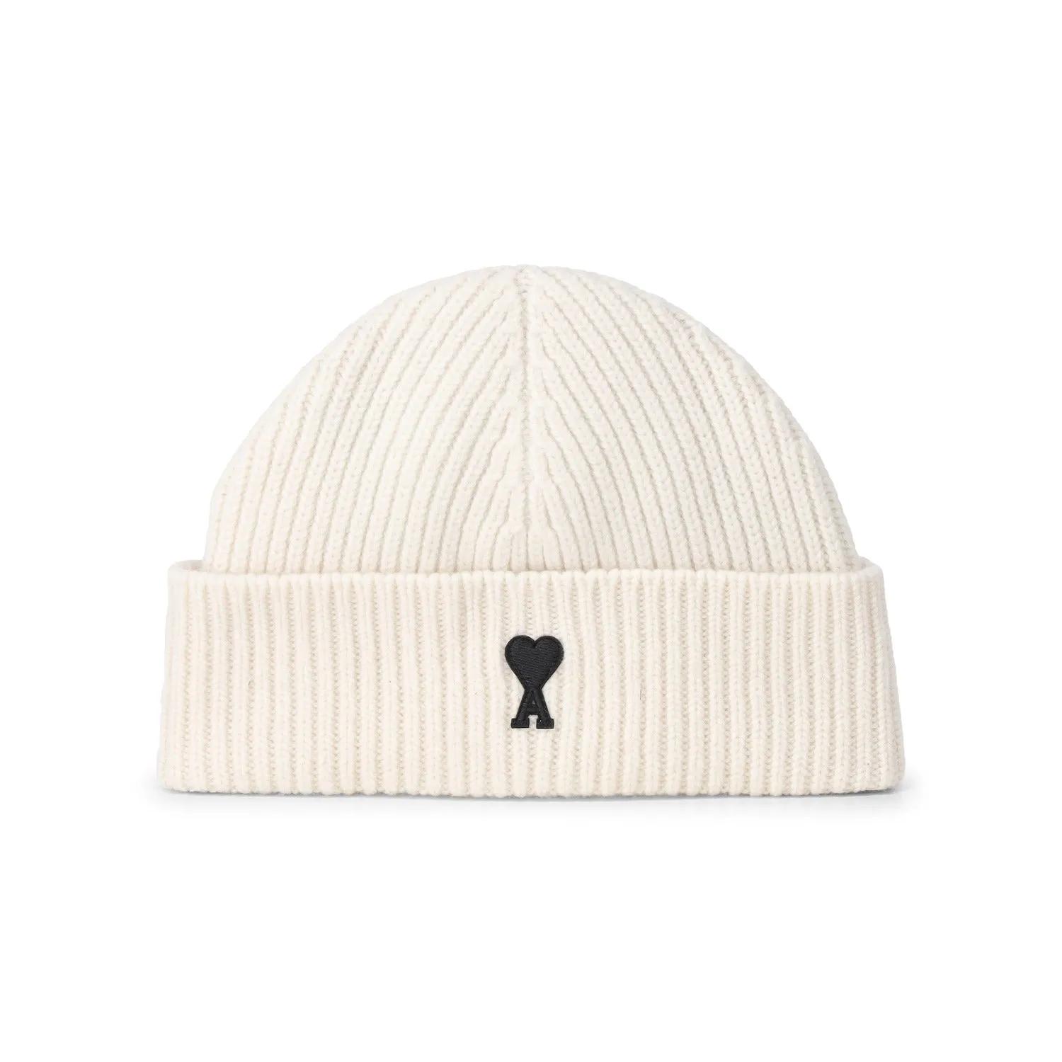 AMI Paris Caps & Mützen - Strickm tze mit Logo - Gr. ONE SIZE - in Creme - für Damen