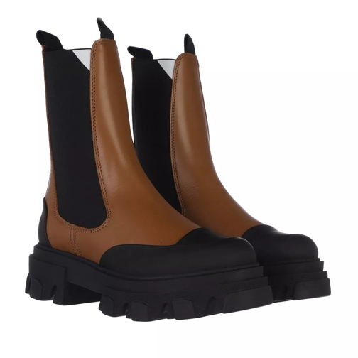 GANNI Mid Chelsea Boots Calf Leather Tiger's Eye Stivale Chelsea
