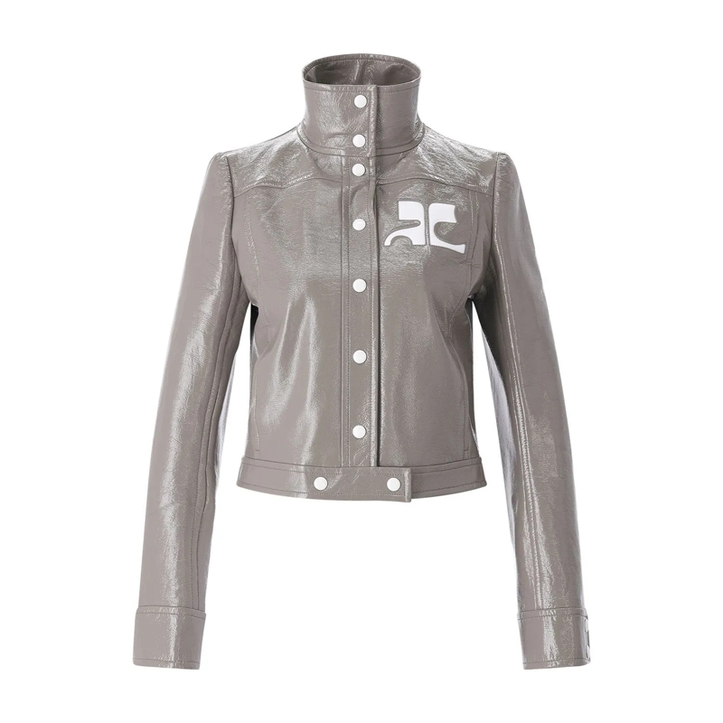 Courrèges Veste de transition Cropped Jacket With Pointed Collar Grey(Image 7)