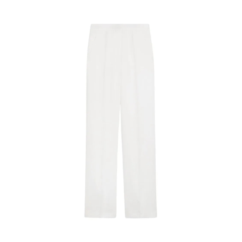 Max Mara  Wide-Leg White Trousers With High Waist White