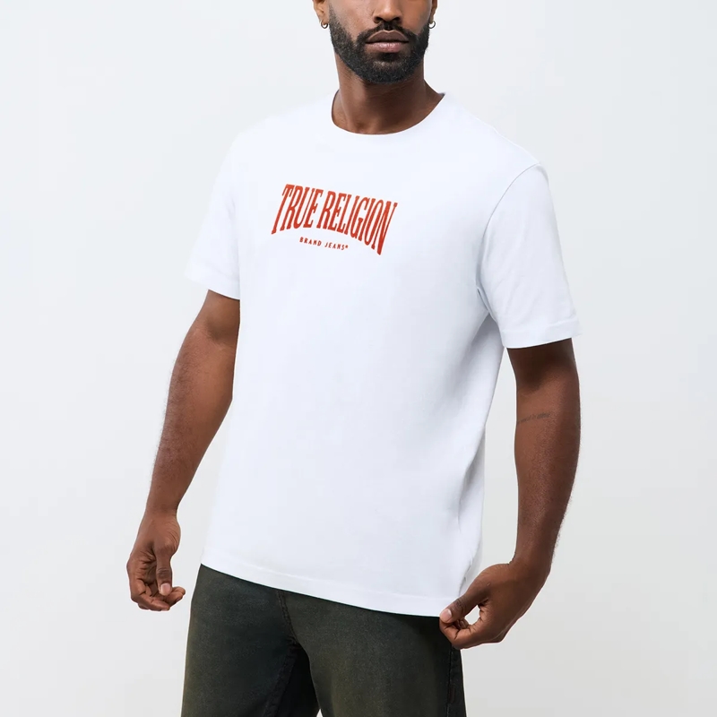 True Religion T-Shirt - Gerader Schnitt- Überschnittende Schultern- Ba weiss(Image 3)
