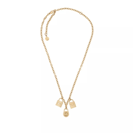Michael Kors Logo Lock Trinket Necklace Gold Kurze Halskette