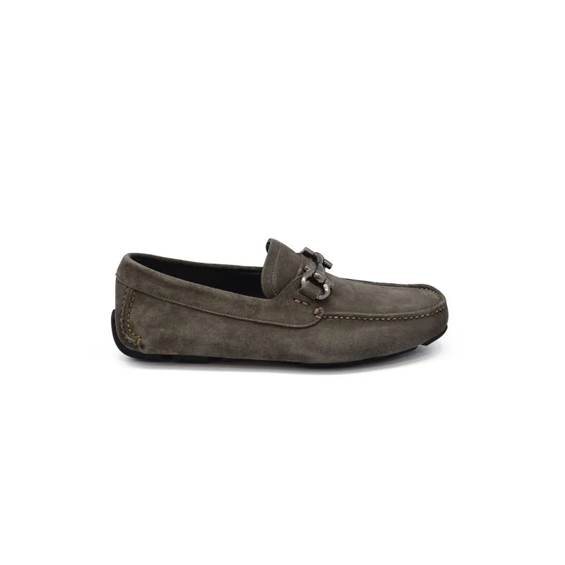 Salvatore Ferragamo Mocassin Driver Gancini Loafers Grey