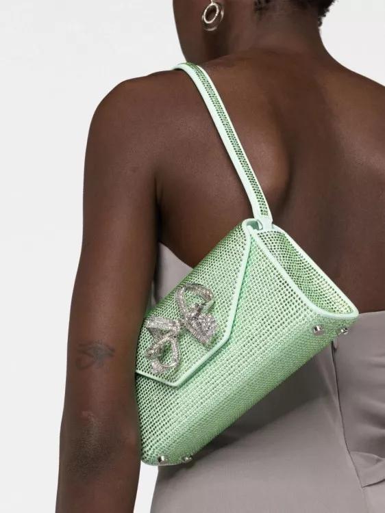 Self-portrait Shoppers Green Mini Bow Shoulder Bag in groen