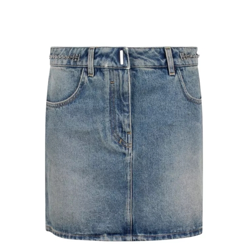 Givenchy Chain Detail Denim Skirt Blue 
