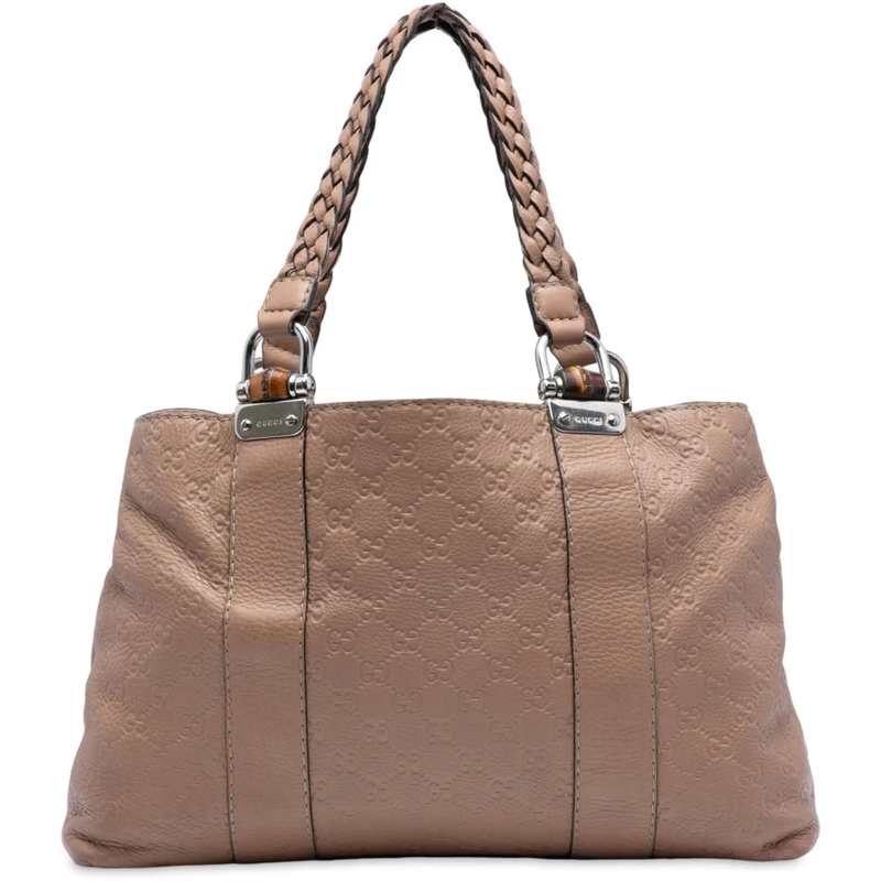 Gucci Sac à bandoulière Medium Guccissima Bamboo Libeccio Tote braun