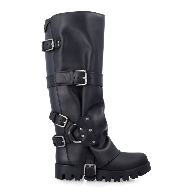 Dolce&Gabbana Stiefel Rubber And Leather Tall Boots Black