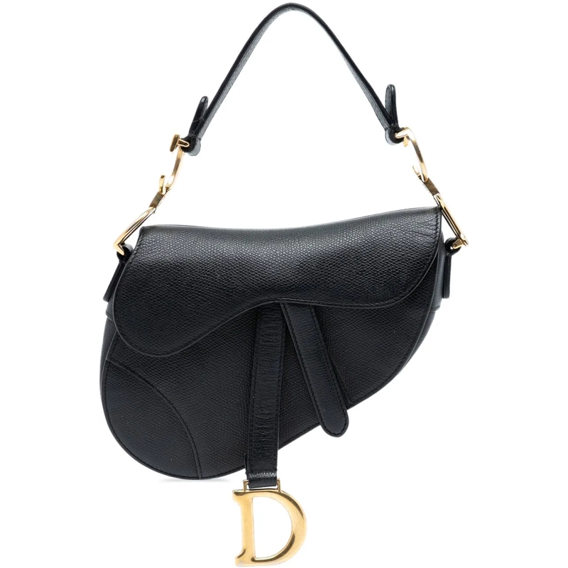 Christian Dior Schultertasche Mini Grained Calfskin Saddle Bag schwarz