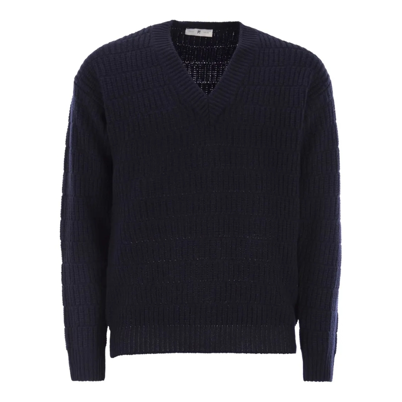 Pt Torino Trui Wool Sweater With V-Neck Black