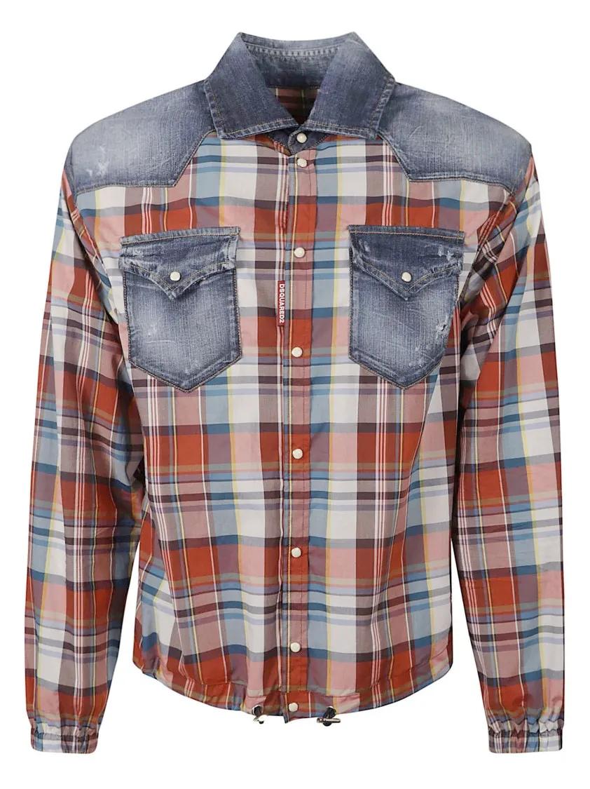 Dsquared2 - Panelled Denim Check Shirt - Größe 50 - bunt