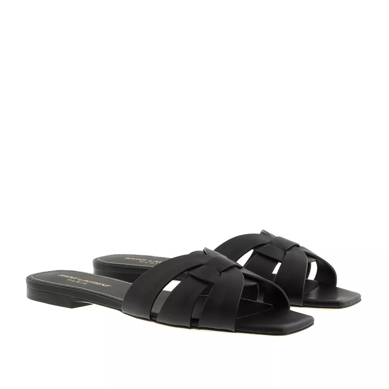Saint Laurent Ballerines Tribute Flat Sandal Black