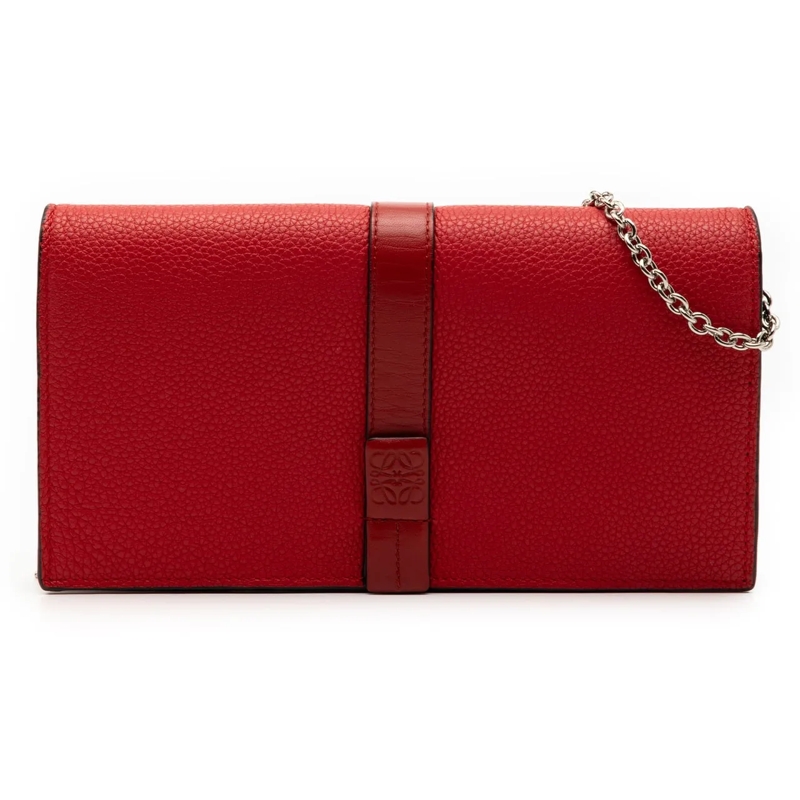 Loewe Schultertasche Pebbled Calfskin Wallet on Chain rot