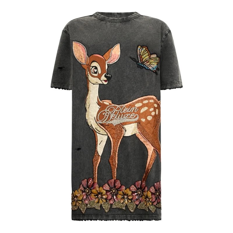 Philipp Plein Midikleid T-Shirt Kurze Kleider schwarz