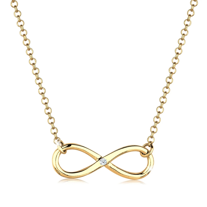 Elli Mittellange Halskette Halskette Infinity Pure Diamant (0.03 ct.) 925 Sil weiss